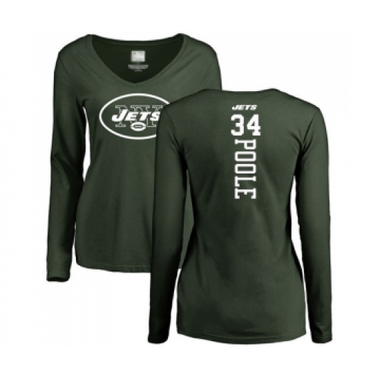 Football Women's New York Jets #34 Brian Poole Green Backer Long Sleeve T-Shirt - Jersey