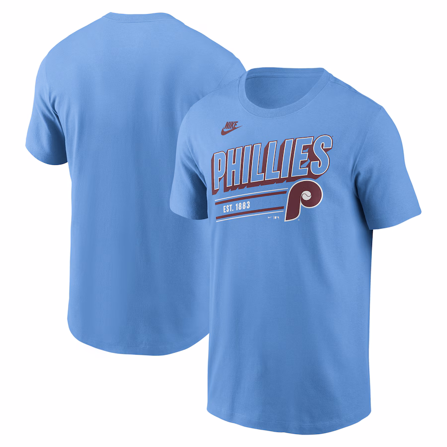 Men's Philadelphia Phillies Nike Light Blue Cooperstown Collection Retro T-Shirt - Jersey