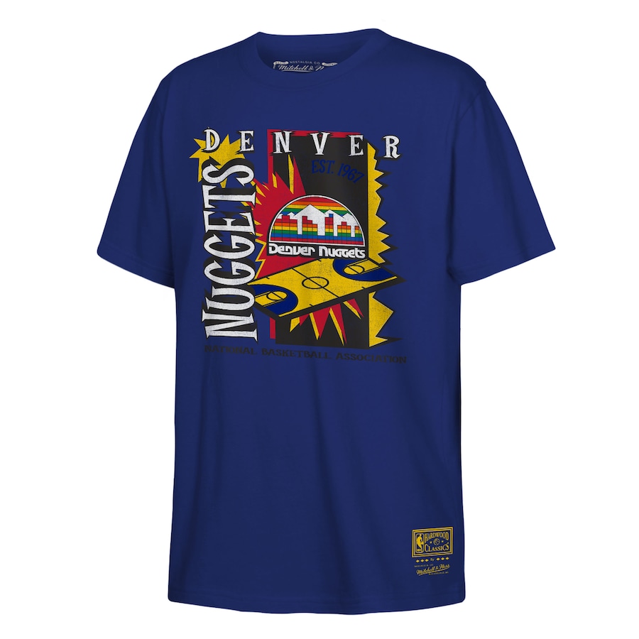 Youth Denver Nuggets Mitchell & Ness Royal Retro '90s Poster T-Shirt - Jersey
