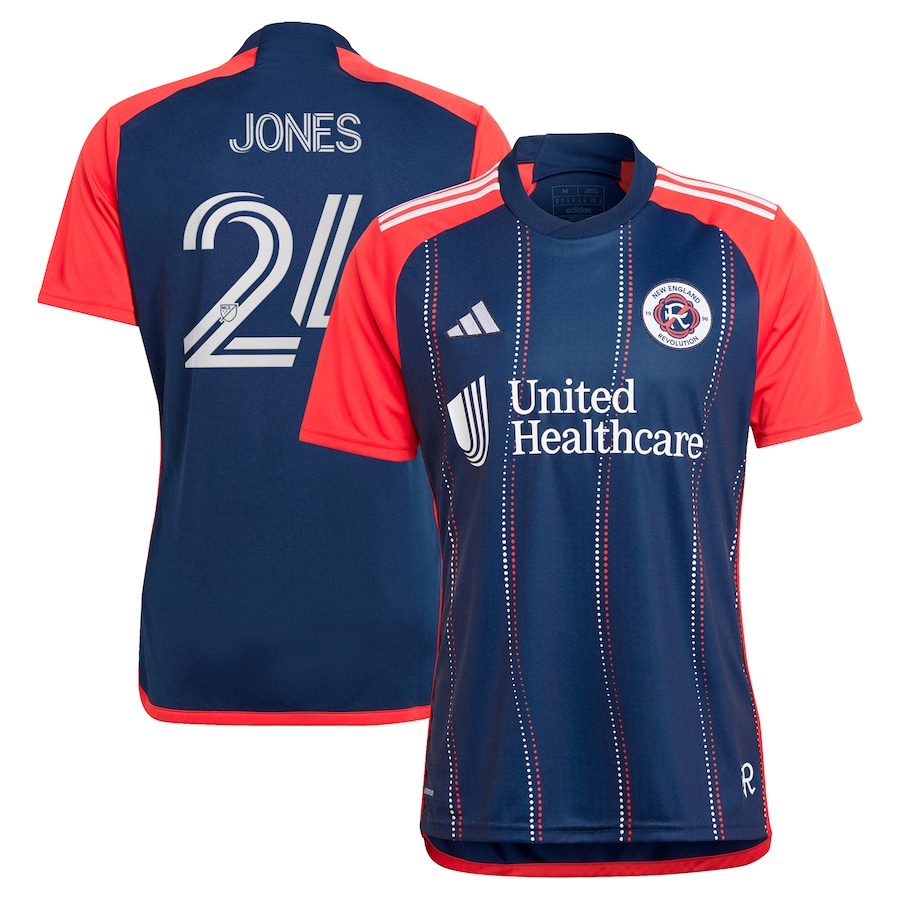 Men's New England Revolution DeJuan Jones adidas Navy 2024 Boston Tea Party Replica Player Jersey - Jersey