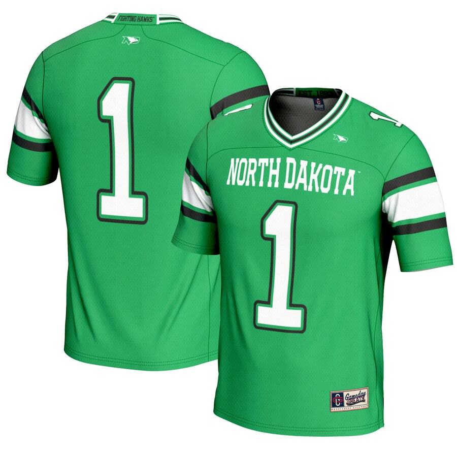 Men's GameDay Greats #1 Kelly Green North Dakota Endzone Football Jersey - Jersey