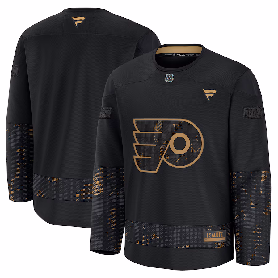 Men's Philadelphia Flyers Fanatics Black 2024 Military Appreciation Practice Jersey - Jersey