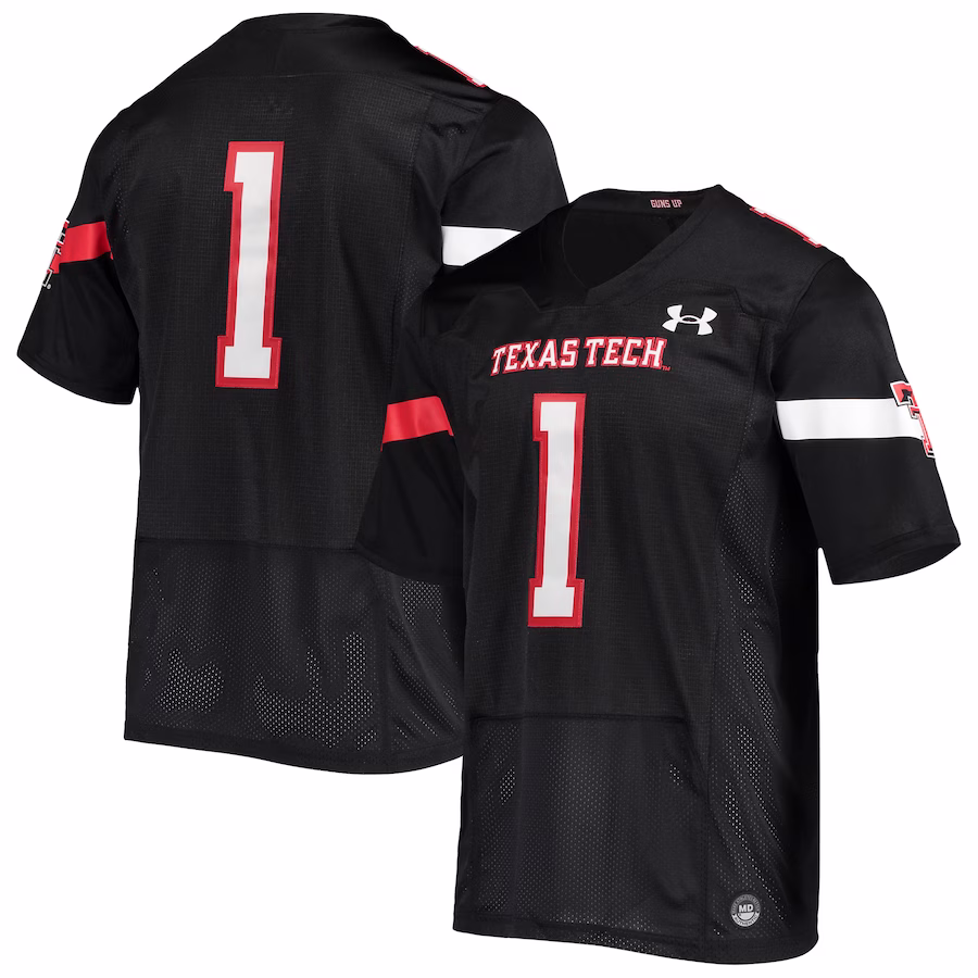 #1 Texas Tech Red Raiders Under Armour Team Premier Football Jersey - Black - Jersey