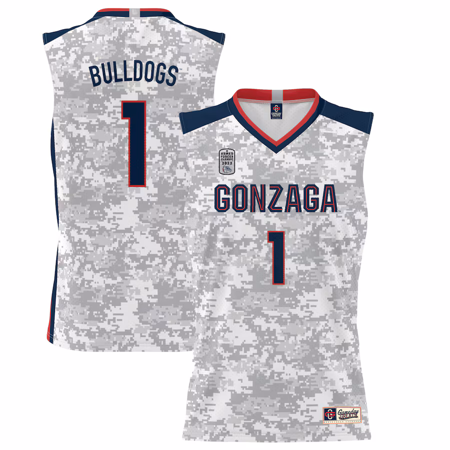 Men's GameDay Greats #1 White Gonzaga Bulldogs 2022 Carrier Classic Lightweight Jersey - Jersey
