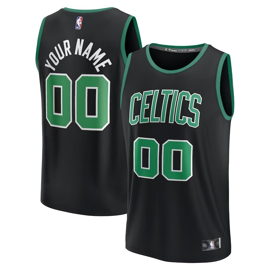 Men's Boston Celtics Fanatics Black Fast Break Replica Custom Jersey - Statement Edition - Jersey