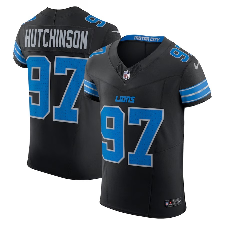 Men's Detroit Lions Aidan Hutchinson Nike Black Alternate Vapor F.U.S.E. Elite Jersey - Jersey