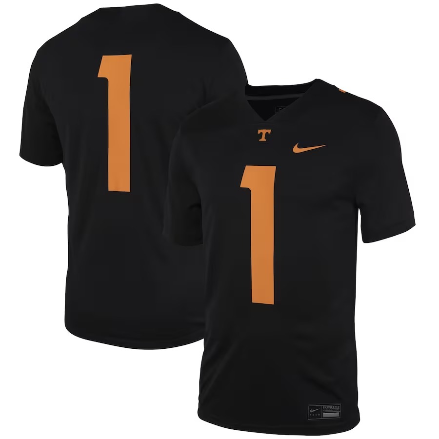 #1 Tennessee Volunteers Nike Dark Mode Game Jersey – Black - Jersey