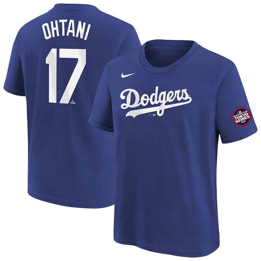 Youth Los Angeles Dodgers Shohei Ohtani Nike Royal 2025 MLB World Tour: Tokyo Series Name & Number T-Shirt - Jersey