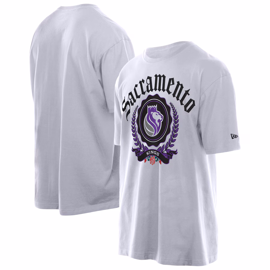 Men's Sacramento Kings New Era White Throwback Prep Oversized T-Shirt - Jersey
