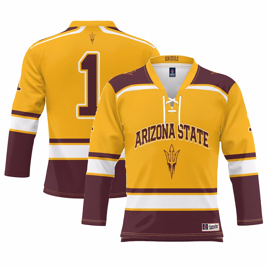 #1 Arizona State Sun Devils GameDay Greats Men's Ice Hockey Fashion Jersey - Gold - Jersey