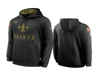 Men's New Orleans Saints Black 2020 Salute to Service Sideline Performance Pullover Hoodie - Jersey