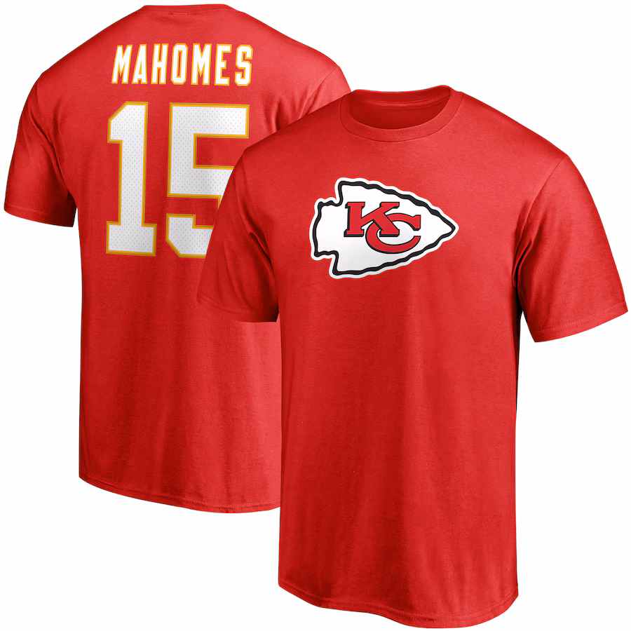 Men's Kansas City Chiefs Patrick Mahomes Fanatics Red Player Icon Name & Number T-Shirt - Jersey