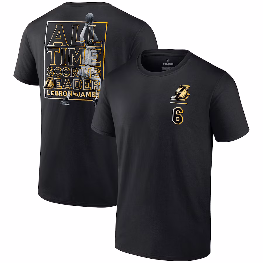 Men's Los Angeles Lakers LeBron James Black - NBA All-Time Scoring Record T-Shirt - Jersey