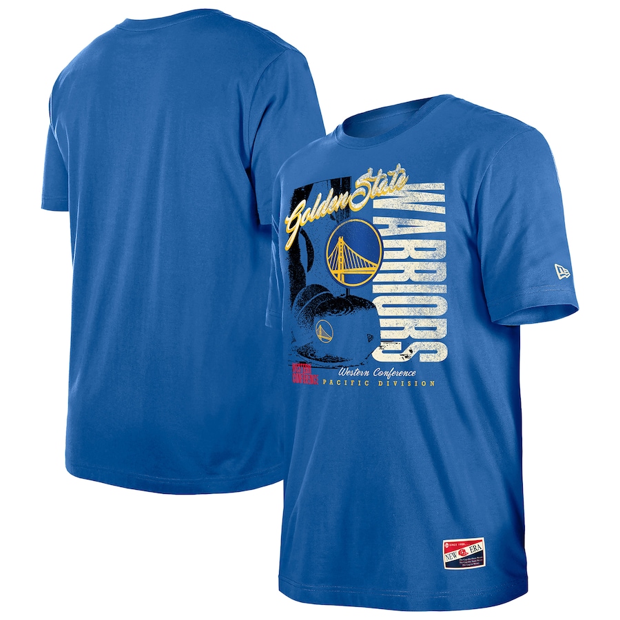 Men's Golden State Warriors  New Era Royal Distressed Throwback Vintage Color Pack T-Shirt - Jersey
