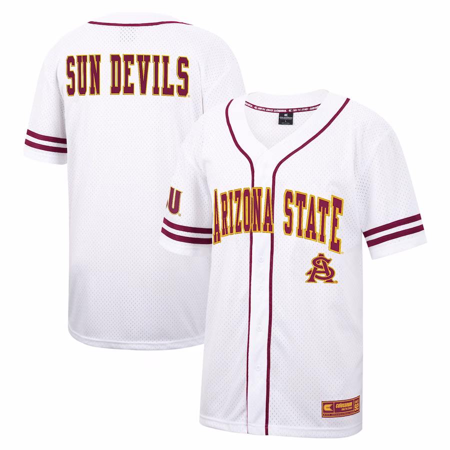 Arizona State Sun Devils Colosseum Free Spirited Mesh Button-Up Baseball Jersey - White - Jersey
