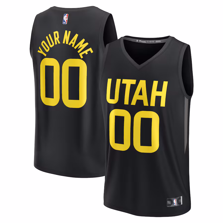 Men's Utah Jazz  Fanatics Black  Fast Break Custom Replica Jersey - Statement Edition - Jersey