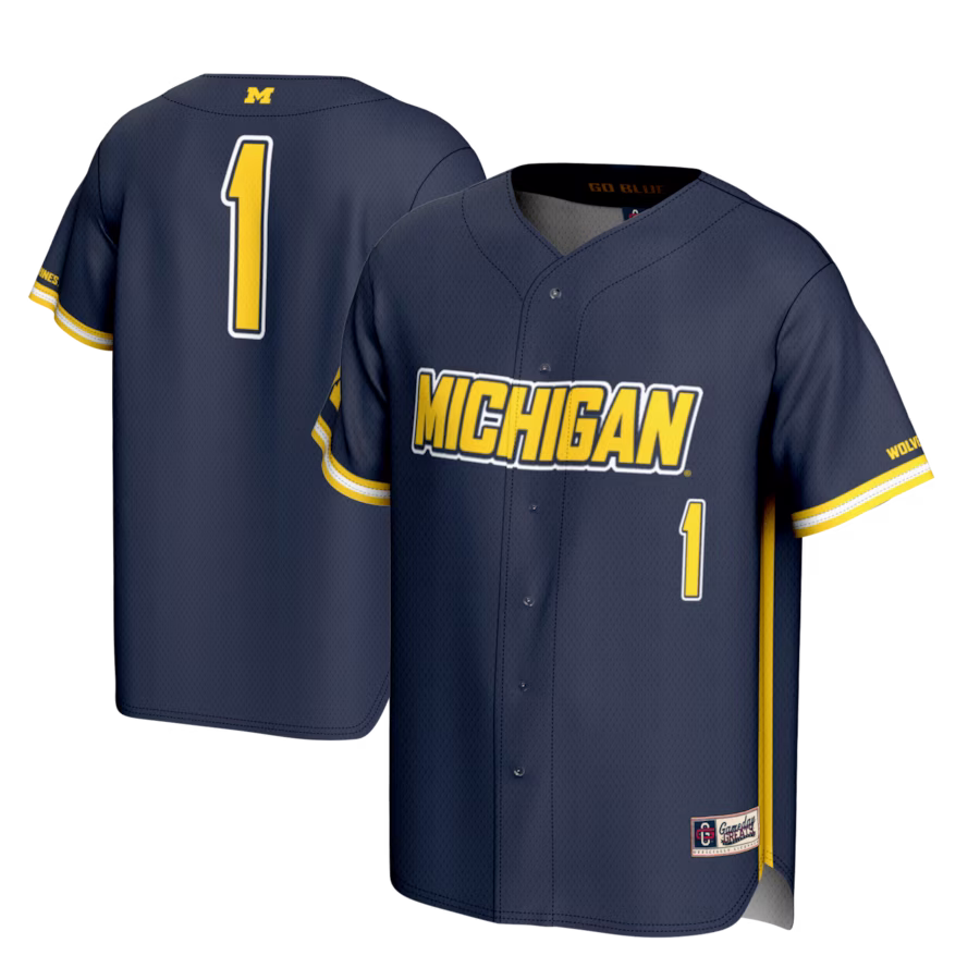 #1 Michigan Wolverines GameDay Greats Lightweight Baseball Fashion Jersey - Navy - Jersey