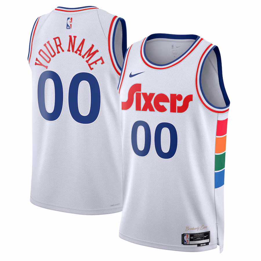 Unisex Philadelphia 76ers Nike White 2024/25 Custom Swingman Jersey - City Edition - Jersey