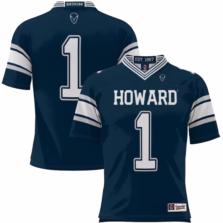 #1 Howard Bison GameDay Greats Endzone Football Jersey - Navy - Jersey
