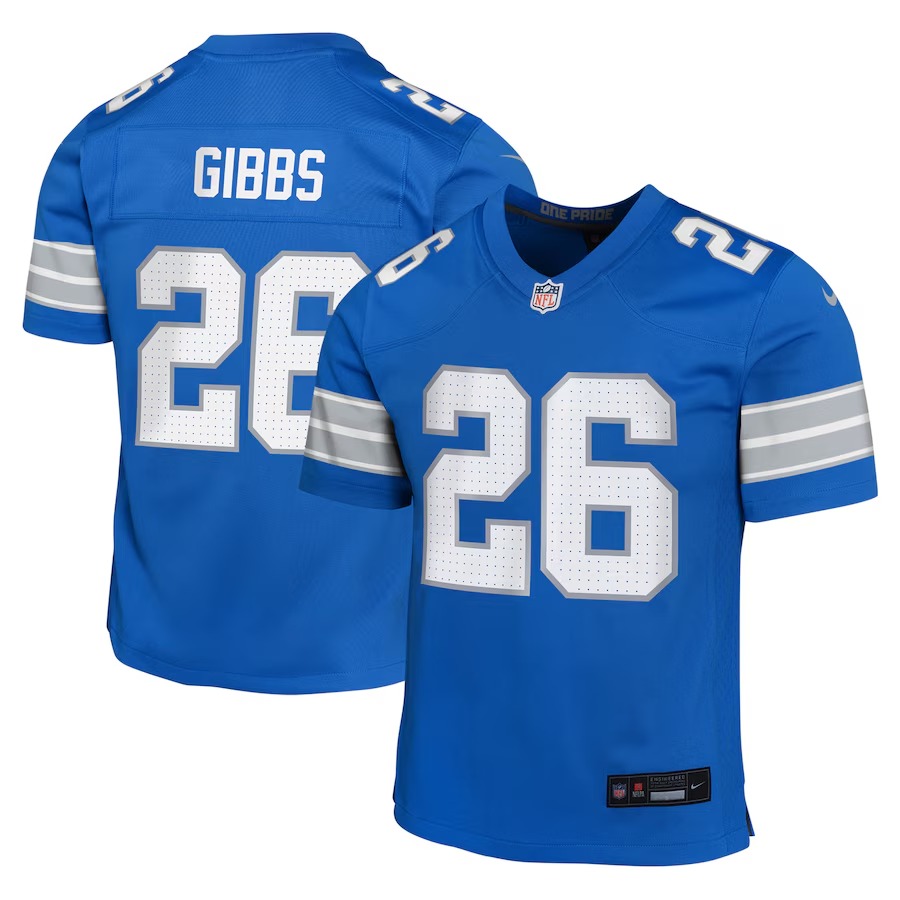 Youth Detroit Lions Jahmyr Gibbs Nike Blue Team Player Game Jersey - Jersey