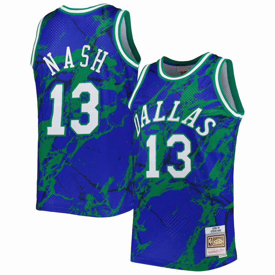 Men's Dallas Mavericks Steve Nash Mitchell & Ness Blue 1998/99 Hardwood Classics Marble Swingman Jersey - Jersey