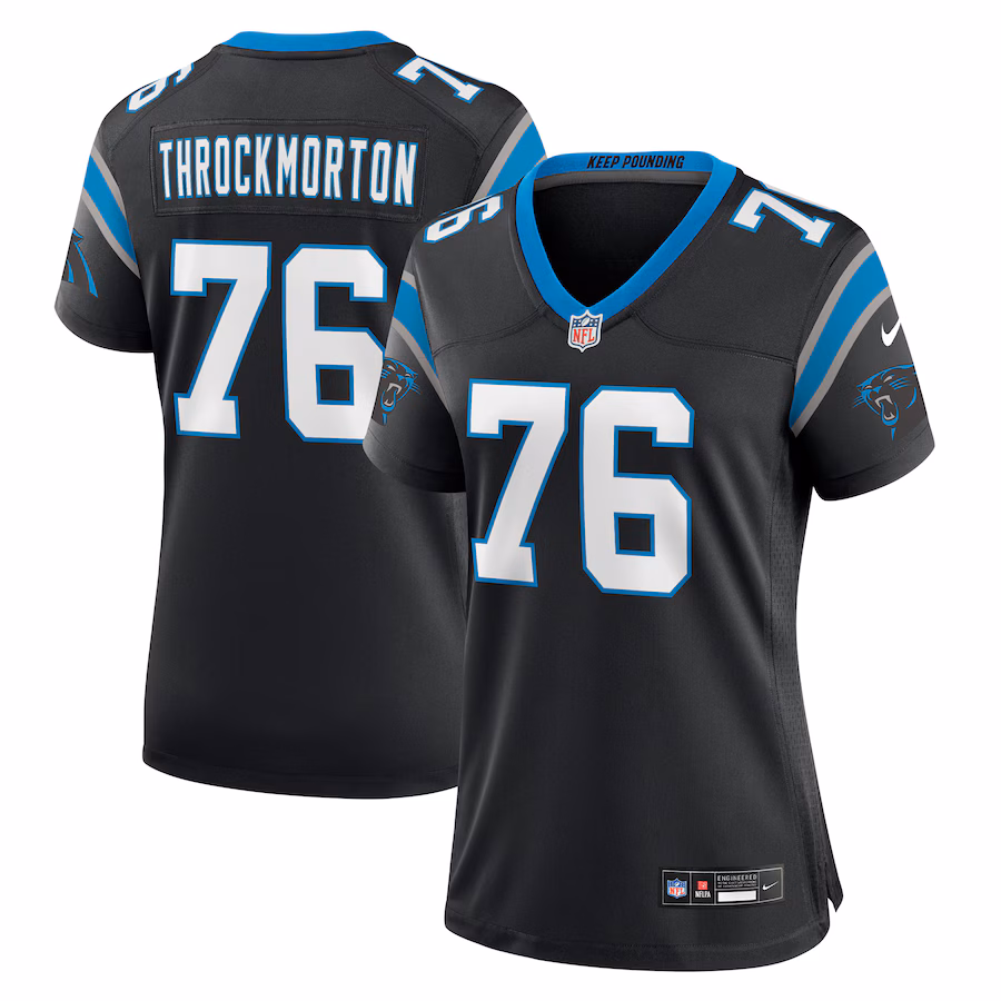 Women's Carolina Panthers Calvin Throckmorton Nike  Black Team Game Jersey - Jersey