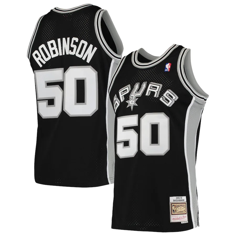 Men's San Antonio Spurs David Robinson Mitchell & Ness Black 1991/92 Hardwood Classics Swingman Jersey - Jersey