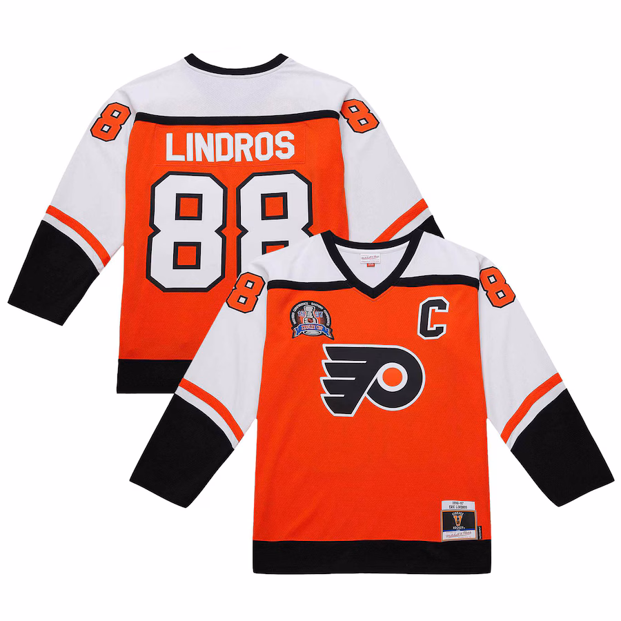 Men's Philadelphia Flyers Eric Lindros Orange 1996-97 Power Play Jersey - Jersey