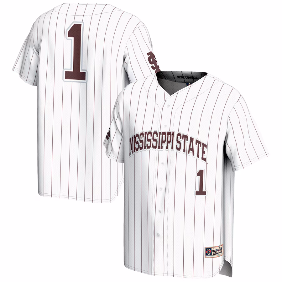Men's GameDay Greats #1 White Mississippi State Bulldogs Lightweight Baseball Jersey - Jersey