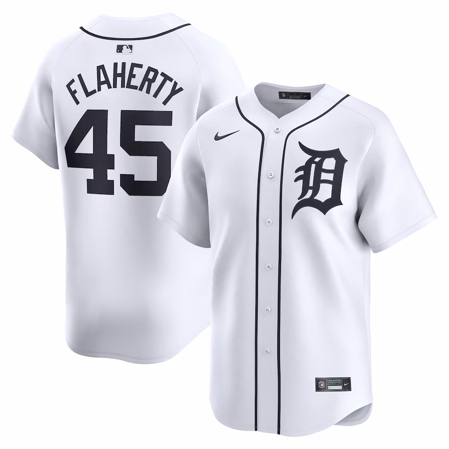 Men's Detroit Tigers Jack Flaherty Nike White Home Limited Player Jersey - Jersey