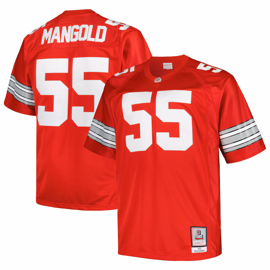 Men's Mitchell & Ness Nick Mangold Scarlet Ohio State Buckeyes Big & Tall Legacy Jersey - Jersey