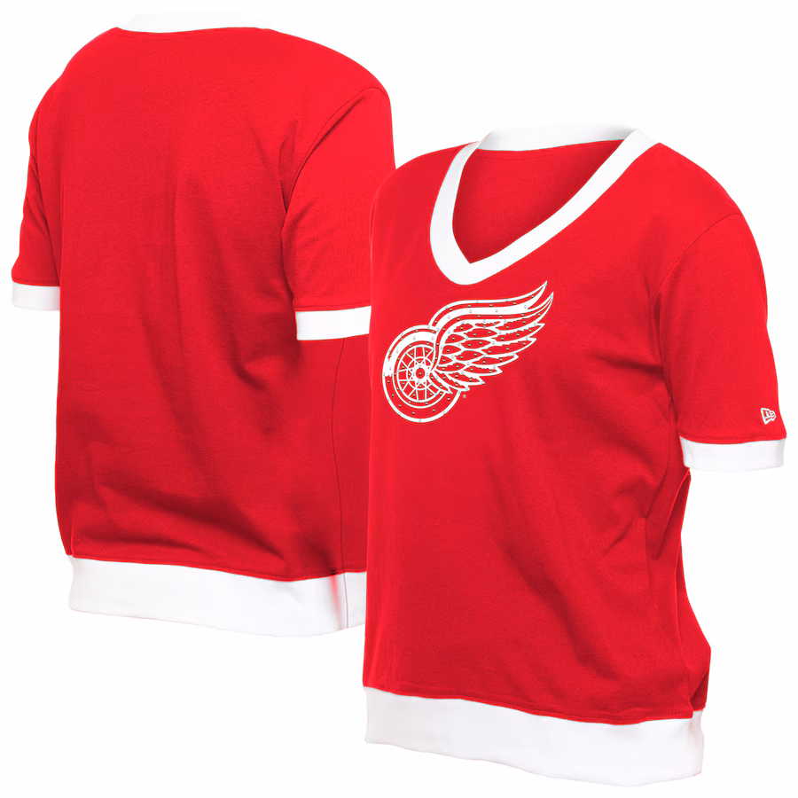 Women's Detroit Red Wings New Era Red Game Day Rhinestuds T-Shirt - Jersey
