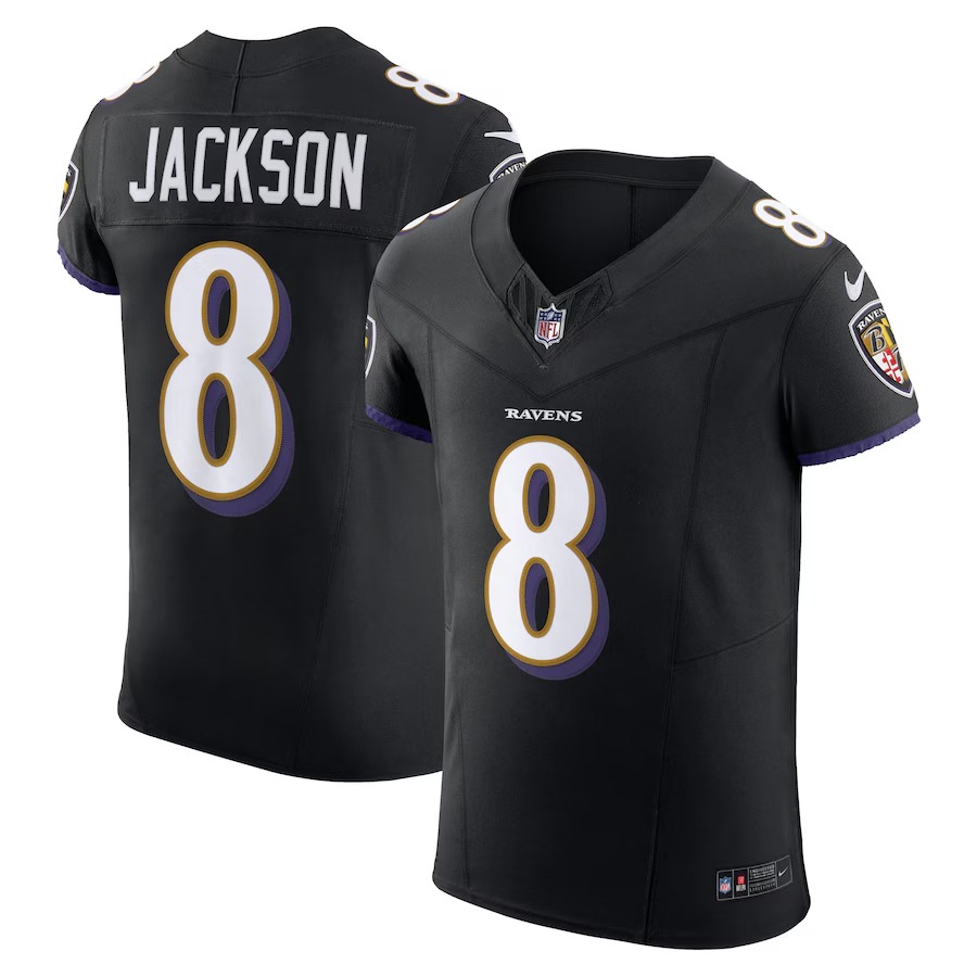Men's Baltimore Ravens Lamar Jackson Nike Black Alternate Vapor F.U.S.E. Elite Jersey - Jersey