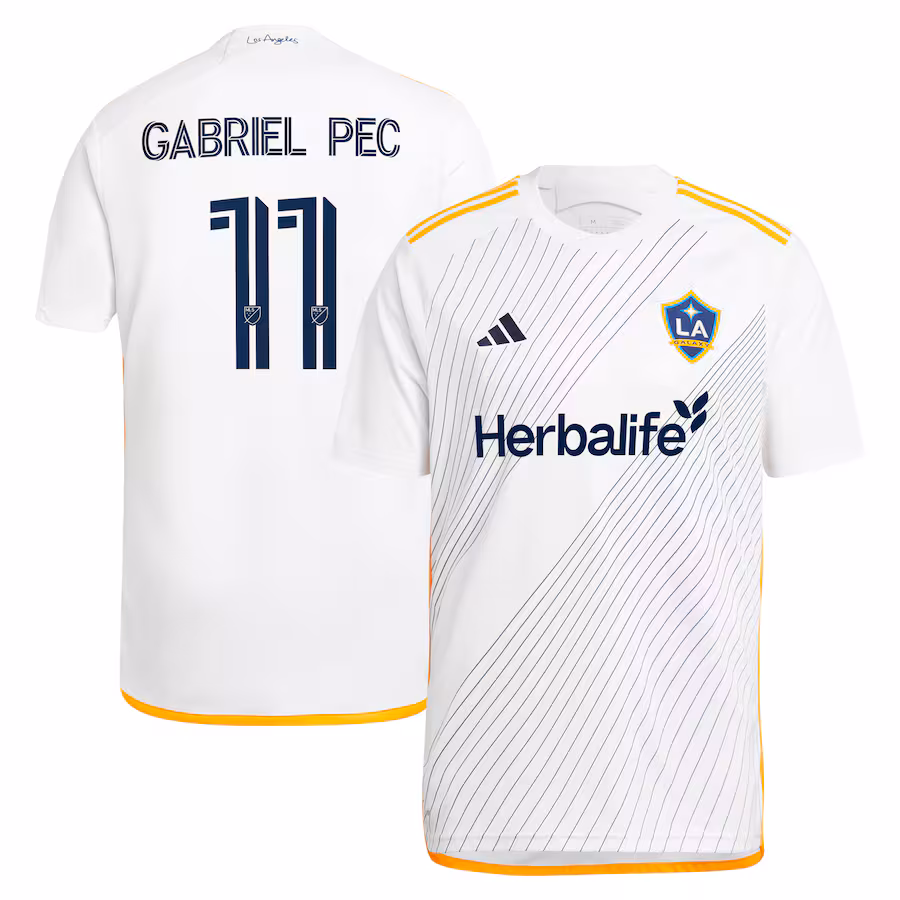 Men's LA Galaxy Gabriel Pec adidas White 2024 Angelino Kit Replica Player Jersey - Jersey