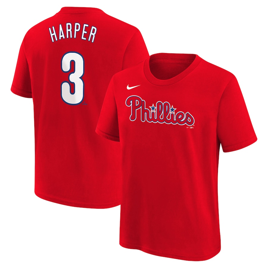 Youth Philadelphia Phillies Bryce Harper Nike Red Home Player Name & Number T-Shirt - Jersey