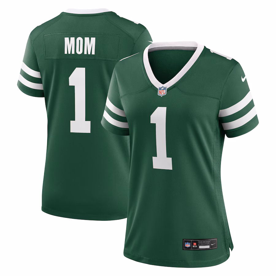 Women's New York Jets  Nike Legacy Green #1 Mom Game Jersey - Jersey