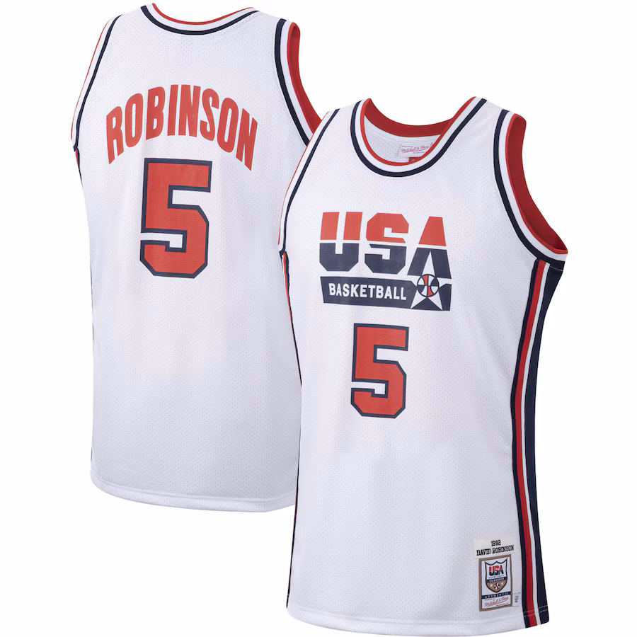 Men's USA Basketball David Robinson Mitchell & Ness White 1992 Authentic Jersey - Jersey