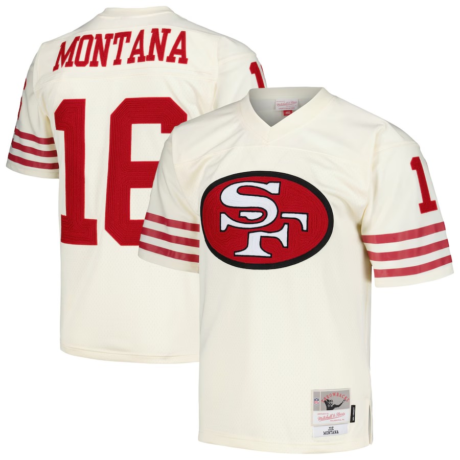Men's San Francisco 49ers Joe Montana Mitchell & Ness Cream Chainstitch Legacy Jersey - Jersey
