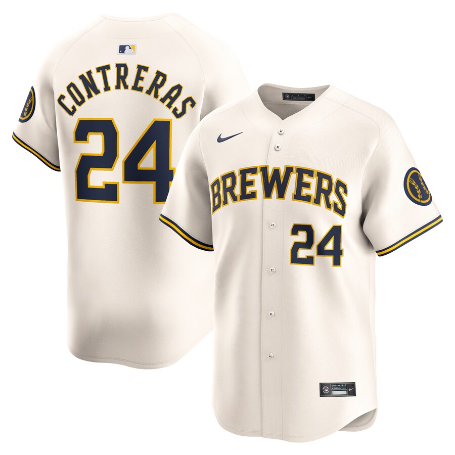 Men's Milwaukee Brewers William Contreras Nike Cream Home Limited Player Jersey - Jersey