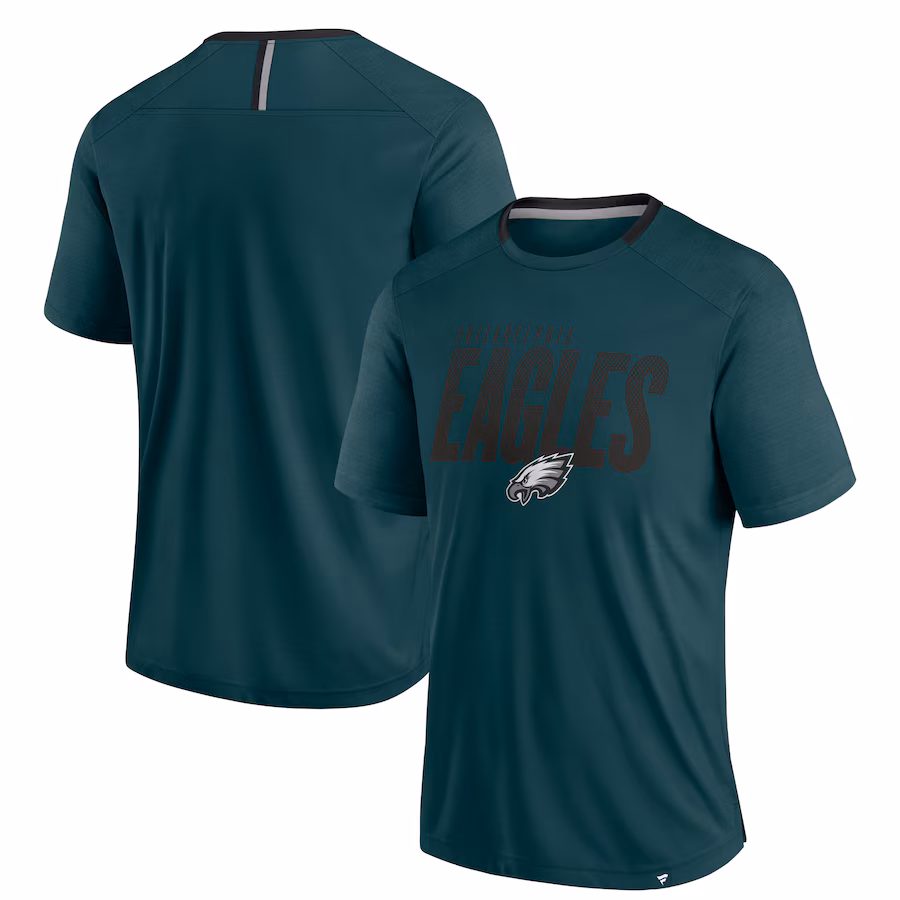 Men's Philadelphia Eagles Fanatics Midnight Green Defender Fade Slant T-Shirt - Jersey