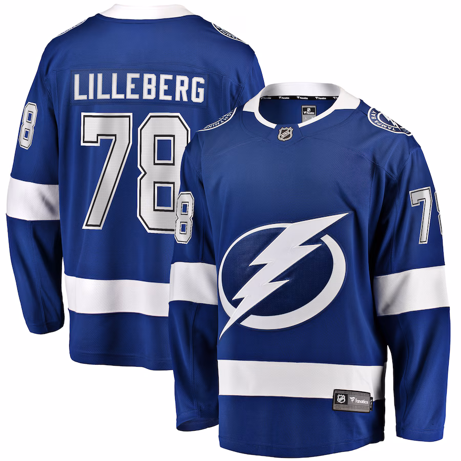 Men's Tampa Bay Lightning Emil Lilleberg Fanatics Blue Home Premier Breakaway Player Jersey - Jersey