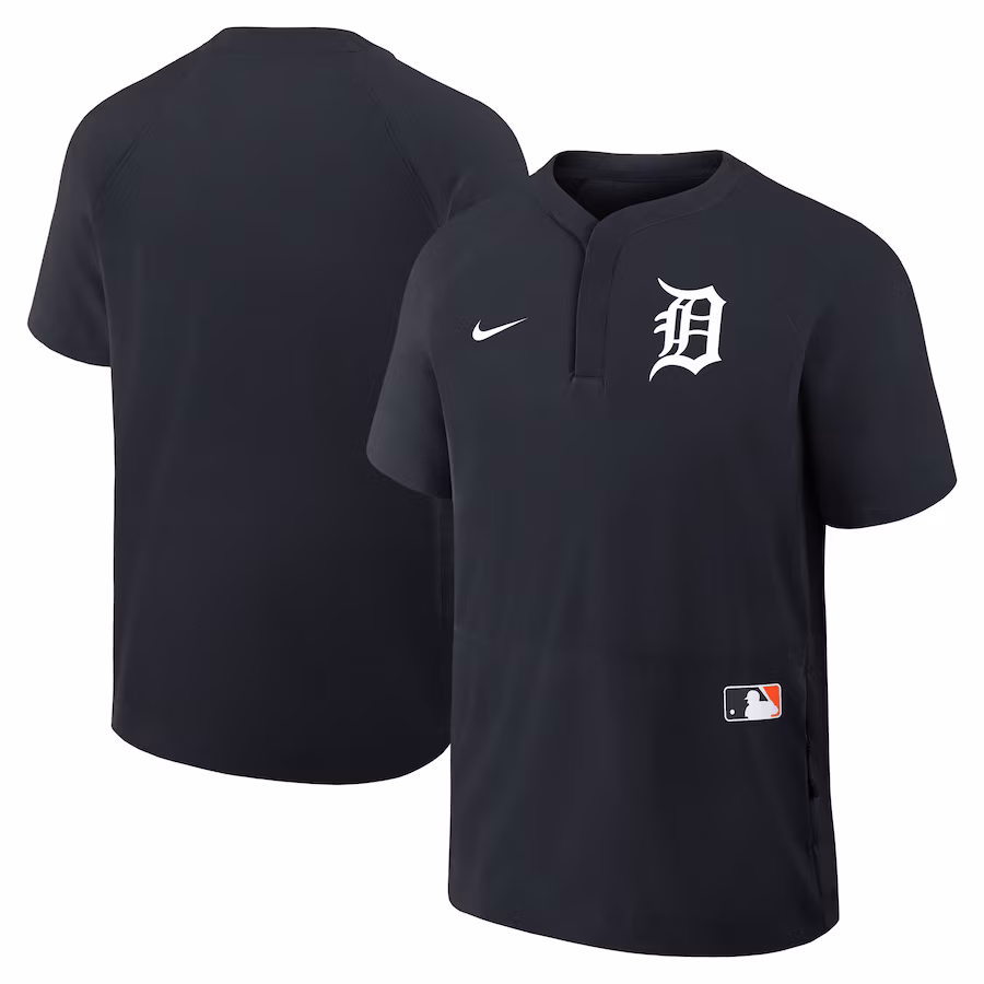 Men's Detroit Tigers Nike Navy Authentic Collection Raglan Short Sleeve Windshirt - Jersey
