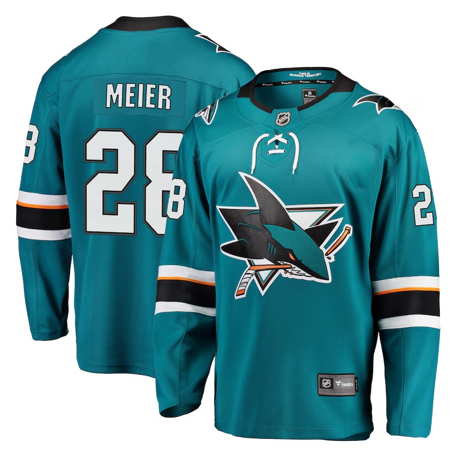 Men's San Jose Sharks Timo Meier Fanatics Teal Home Premier Breakaway Player Jersey - Jersey