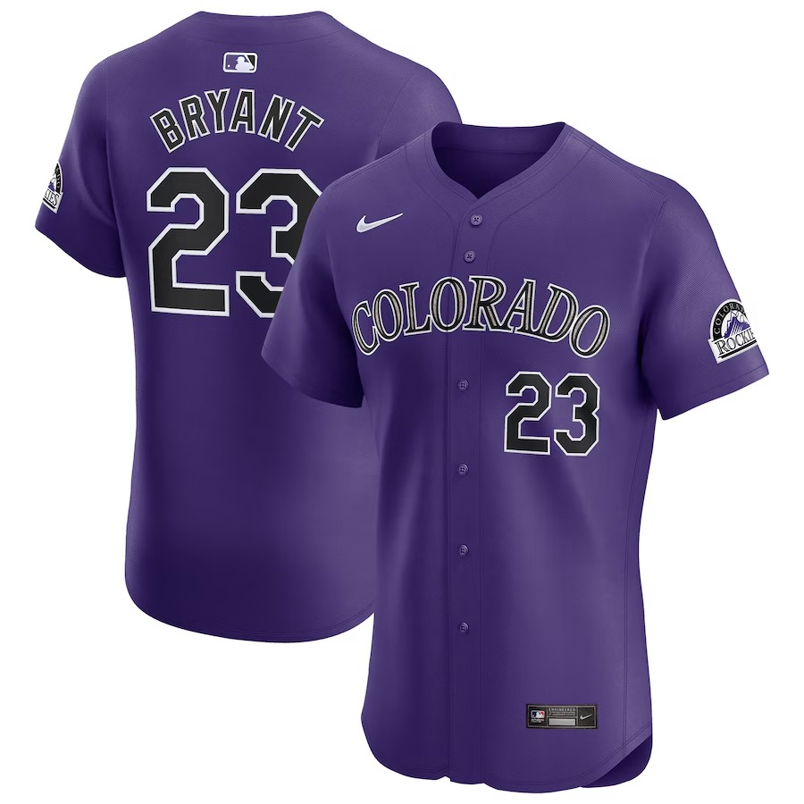 Men's Colorado Rockies Kris Bryant Nike Purple Alternate Elite Player Jersey - Jersey