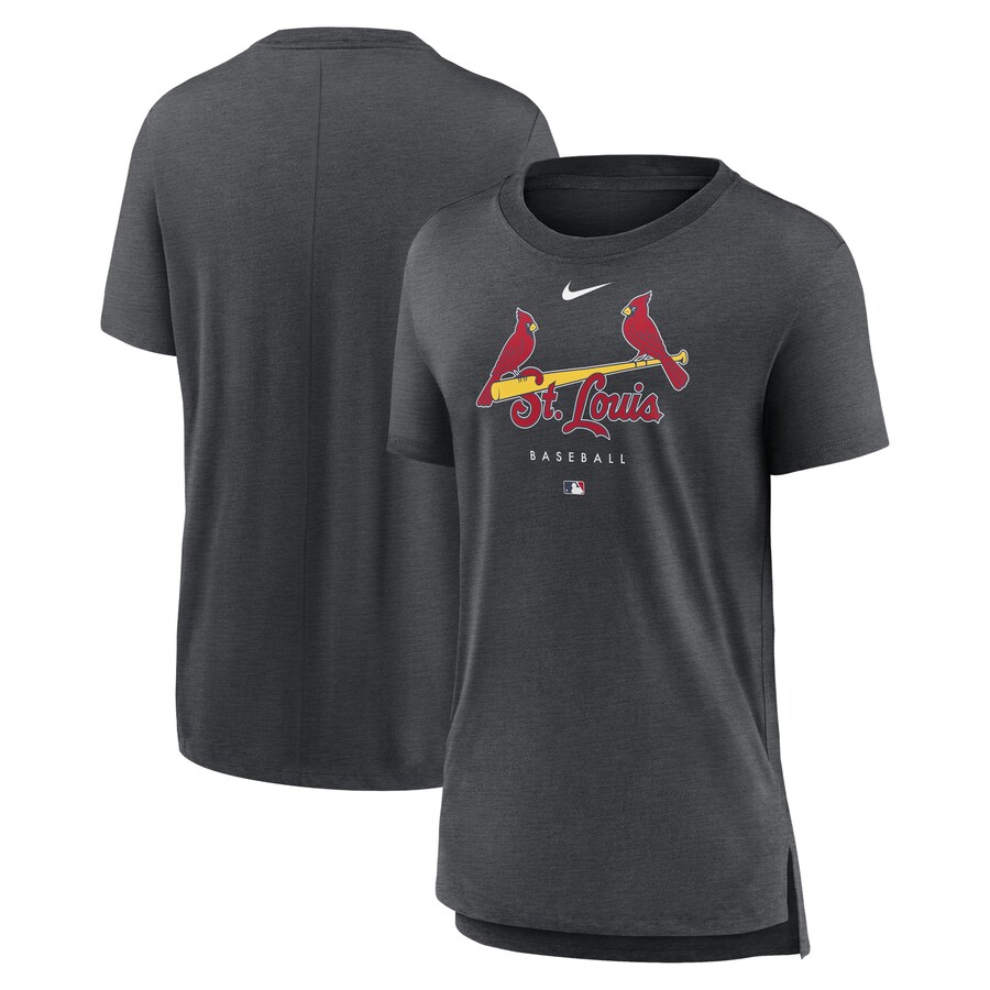 Women's St. Louis Cardinals Nike Heather Charcoal Authentic Collection Early Work Tri-Blend T-Shirt - Jersey