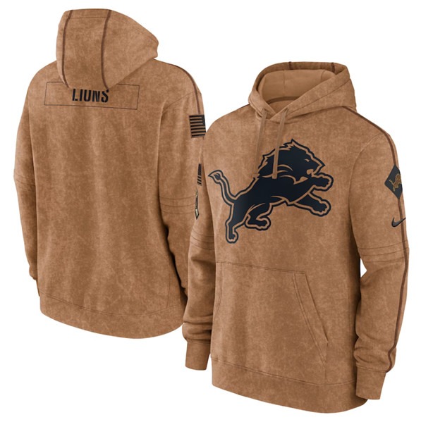 Men's Detroit Lions 2023 Brown Salute to Service Pullover Hoodie - Jersey