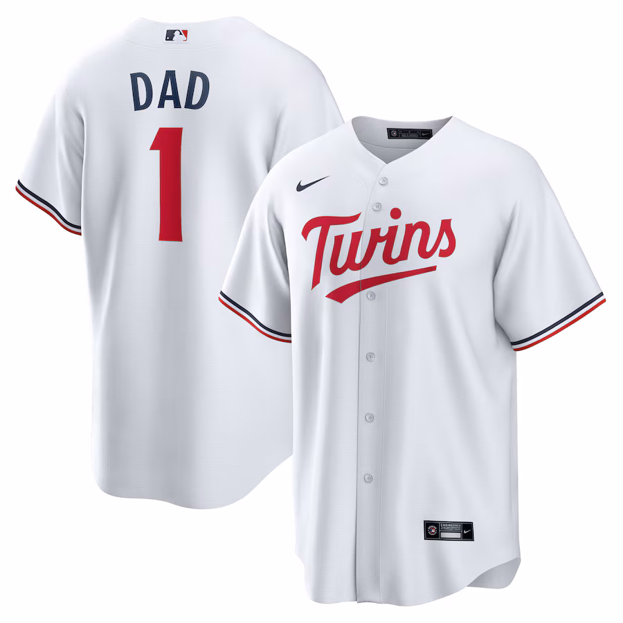 Men's Minnesota Twins Nike White #1 Dad Home Replica Jersey - Jersey