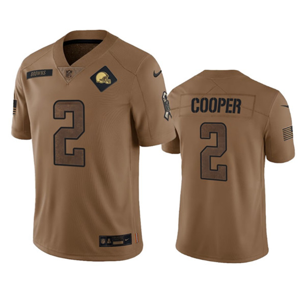Men's Cleveland Browns #2 Amari Cooper 2023 Brown Salute To Service Limited Football Stitched Jersey - Jersey