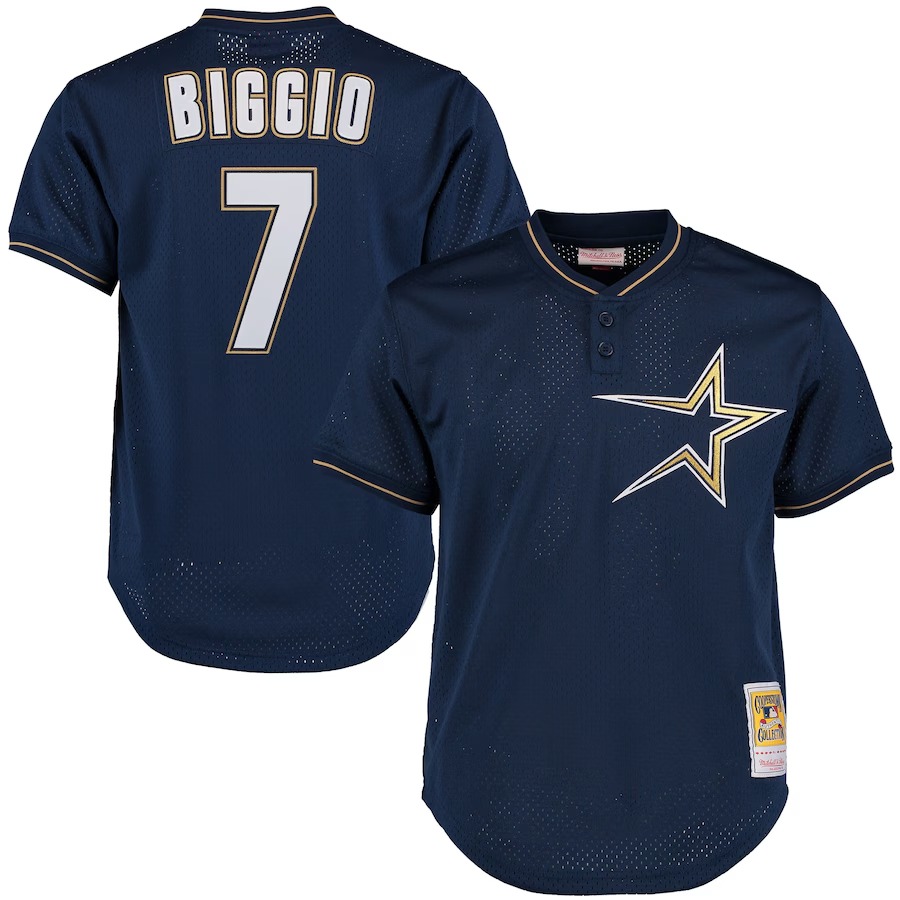 Men's Houston Astros Craig Biggio Mitchell & Ness Navy Cooperstown Collection Batting Practice Jersey - Jersey