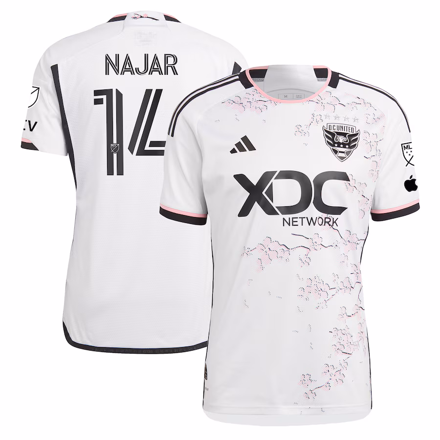 Men's D.C. United Andy Najar adidas White 2023 The Cherry Blossom Kit Authentic Player Jersey - Jersey